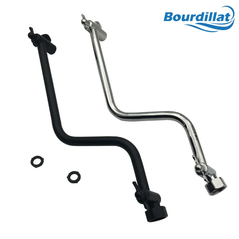 Bourdillat 15-Inch SS304 Shower Head Arm Adjustable Height Chrome / Black G1/2 Universal Connection shower pipe extension shower head extender height adjustable shower bar adjustable shower bracket