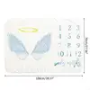 R6FD Baby Month Milestone Blanket Monthly Record Growth Blanket Newborn Soft Flannel Angel Wing Printed Photography 6