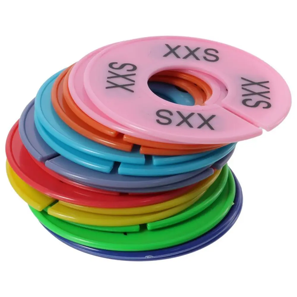 16pcs Multicolor Round Clothes Dividers Plastic Reusable Closet Rack Dividers 3.5 inch with Size Mark Hanger Separators 4