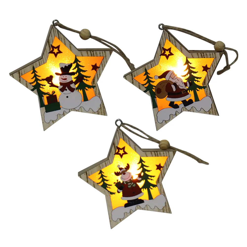 

Lighting Ornament Christmas Hanging Decor Ornaments Wooden Decorations