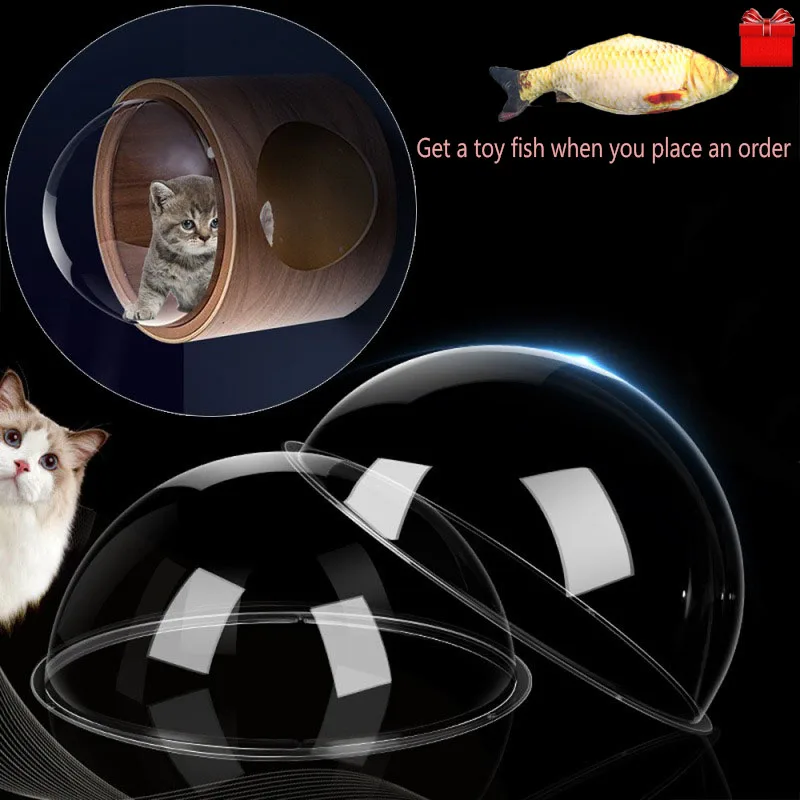 

New 32cm Transparent Cat Nest DIY For Fence Pet Peek Look Out Durable Dome Acrylic Sheet GlassHemispherical Window GIFT