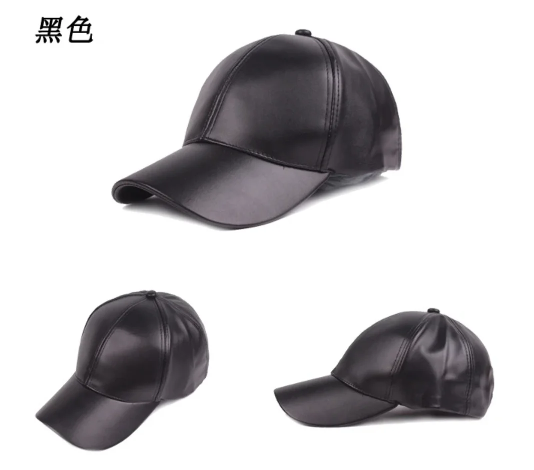 New PU Leather Baseball Cap - Unisex Adjustable Hip Hop Hat, Lightweight Solid Color Visor for Outdoor Sports & Sun 야구 모자