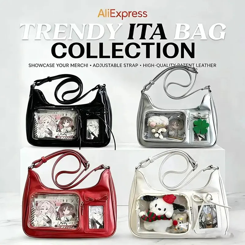 Y2k Harajuku Shoulder Bag Women Korean Transparent Ita Bag School Crossbody Bag Female Japanese Designer Preppy Handbag Purse 5