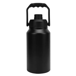 Large 3L Insulated Stainless Steel Water Bottle with Handle - Keeps Beverages Cold - 3L (Black)