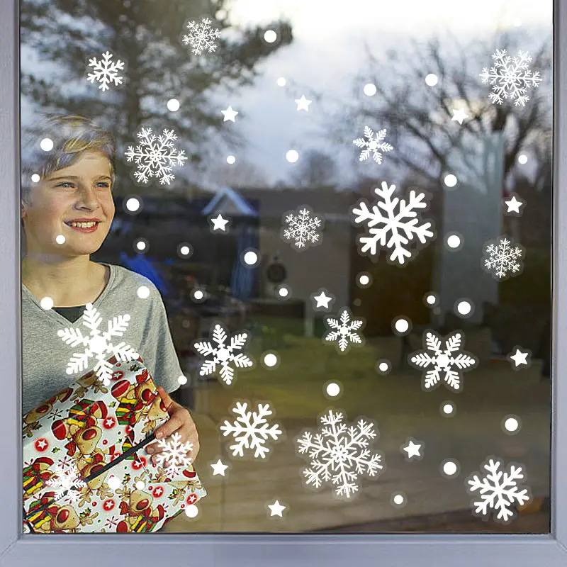 Glowing in The Dark Snowflake Window Stickers Decor Noctilucent PVC Snowflakes Wall Stickers Xmas Winter Decoration