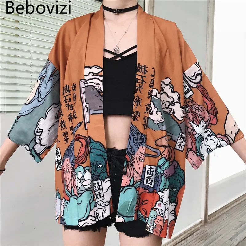 Japanese Kimono Cardigan Shirt Blouse Cosplay Vintage Yukata Summer Beach Robe Clothes for Women