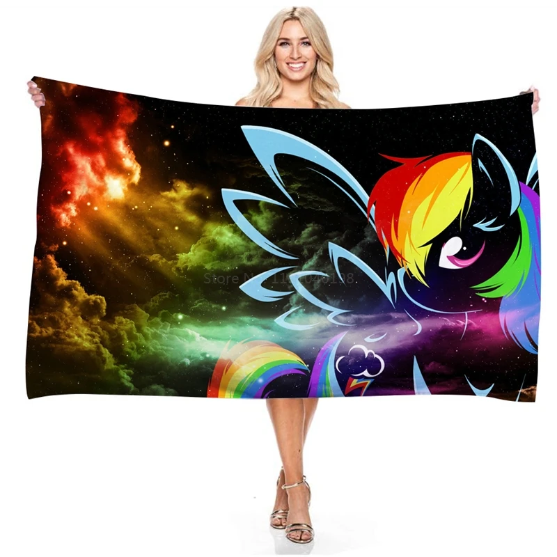 

Kawaii Unicorn Pony Print Towels Bathroom Accessories Kids Girls 3D Cartoon Bath Towel Quicky-dry Microfiber Beach Towel Blanket