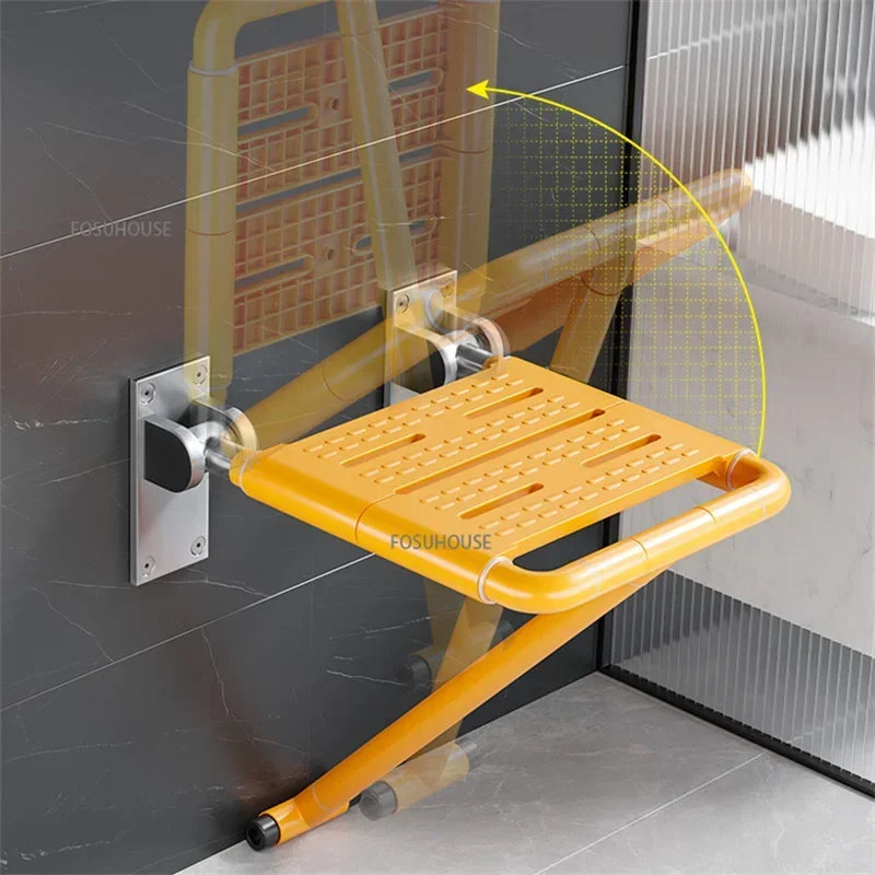 Bathroom Folding Stool Wall-mounted Non-slip Auxiliary Shower Seat Elderly Home Stainless Steel Rust Resistant Shower Stool M
