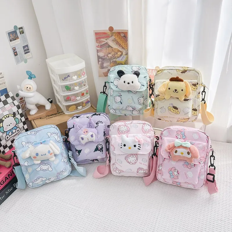 

Sanrio сумка через плечо Hello Kitty мультяшная сумка через плечо Cinnamoroll Kuromi My Melody полакко вместительная сумка для хранения детский подарок