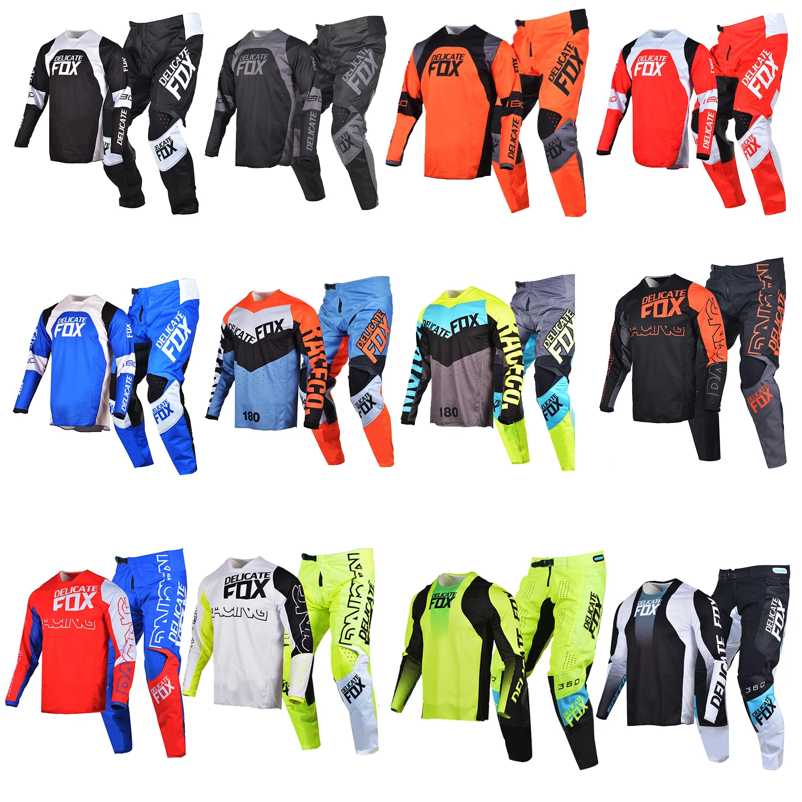 Fox Motocross MX Race Jersey Pants Combo Moto Enduro Outfit Downhill Dirt Bike Suit Gear Set motocross gear set