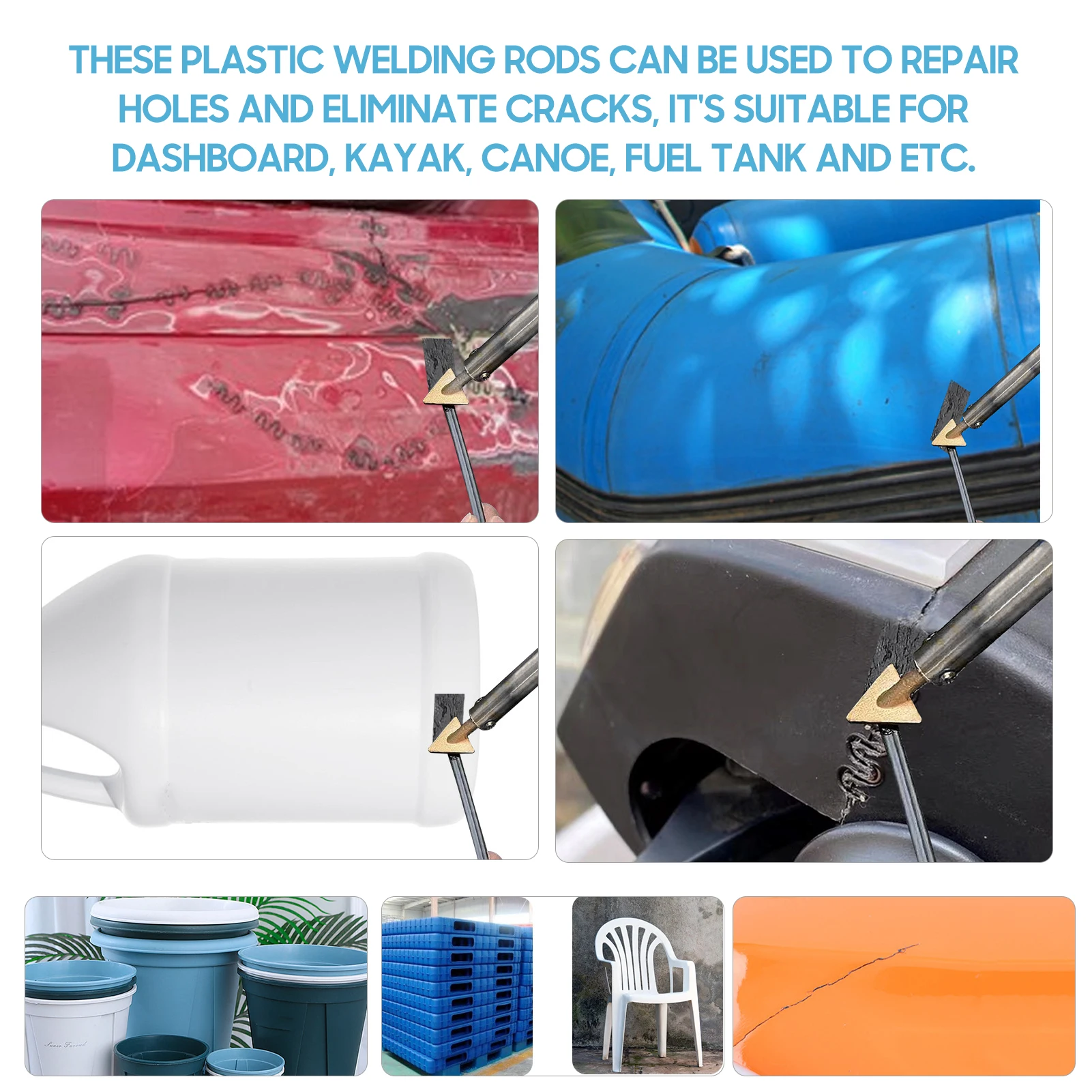 Welding Rod PP Plastic Welding Rods Low Density Polypropylene Flat Rods Car Bumper Plastic Pipe Car Baffles Repair 50 PCS