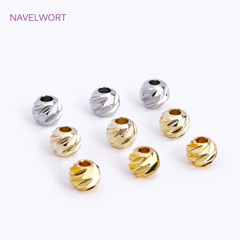 Spacer Beads Brass 2.5/3/4/5/6mm Round Stripe Beads for Needlework Jewelry DIY Accessories