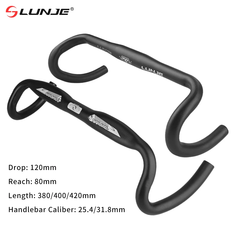 LUNJE Road Bike Handlebar 25.4/31.8mm Aluminum Racing