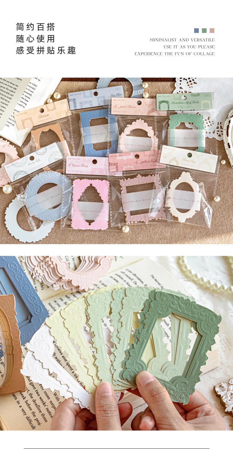 10 Stück Vintage Ausschnitt Rahmen Reliefs Textur Papier Junk Journal DIY Scrapbooking Collage Materialien Planer Kreatives Briefpapier – Detail 8