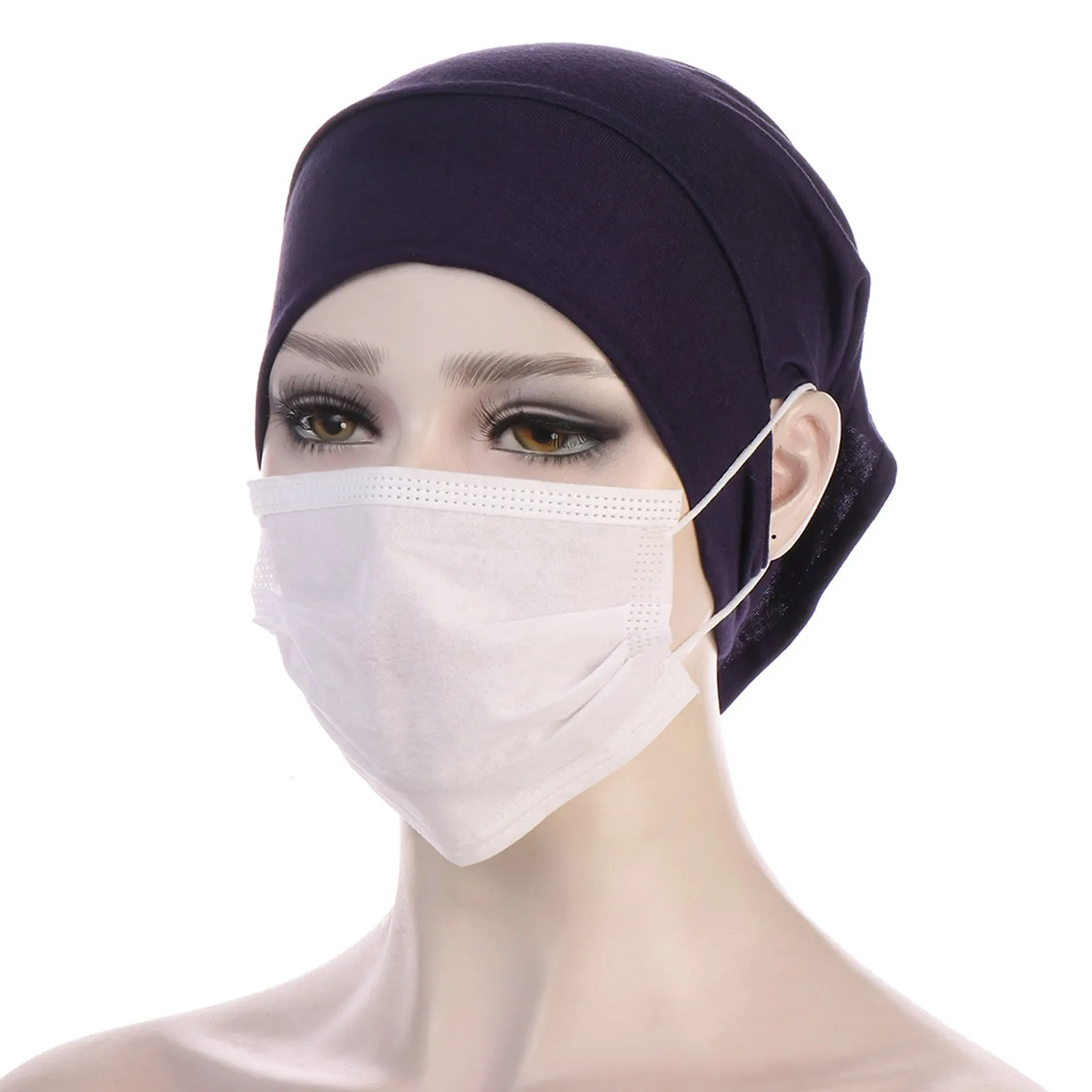 Muslim Hijab Undercap With Ear Hole Underscarf Inner Cap Hijabs Bonnet Caps Turban Under Cap With Ear Cut Outs For Plane Hat