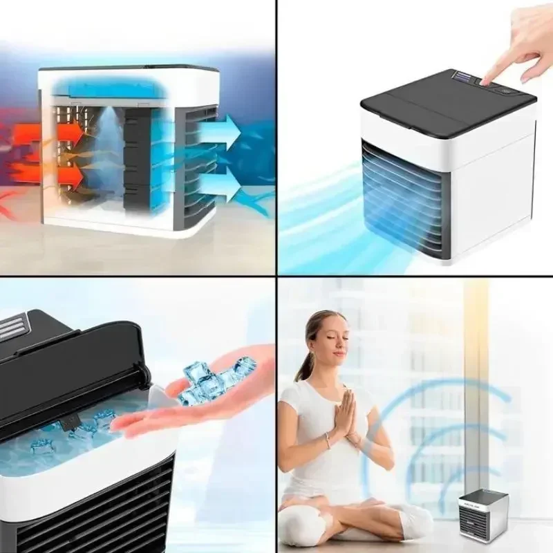 2024 New mini air conditioner cooling fan Multi-functional USB home portable desktop air conditioner humidifier