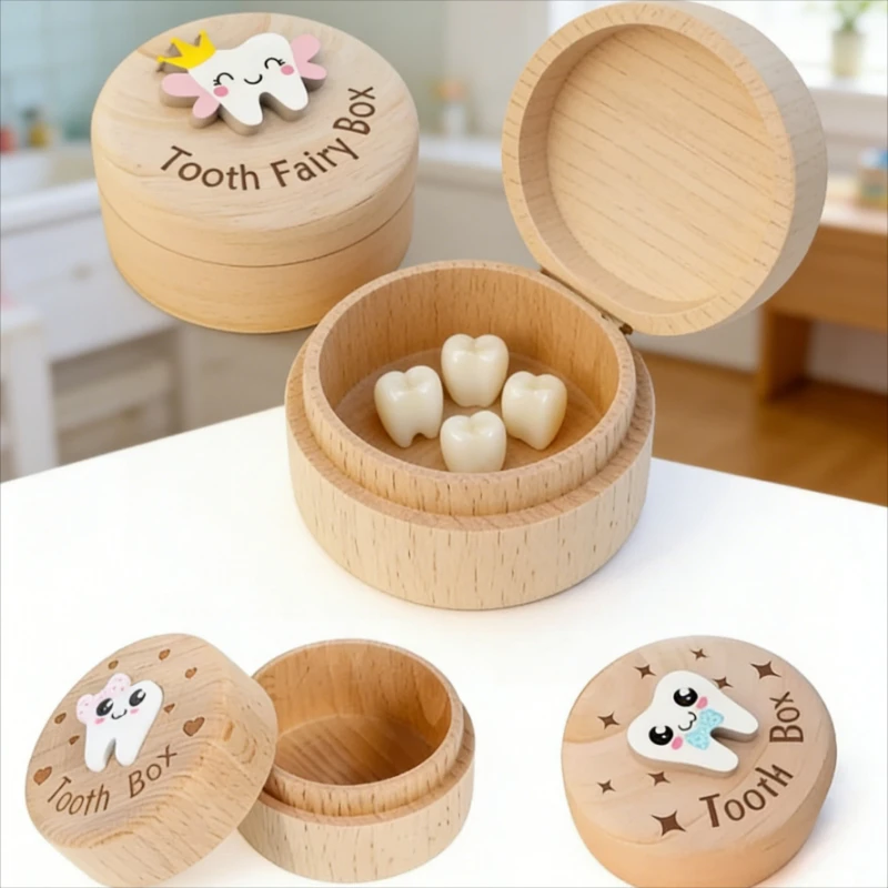 Organisateur de dents de lait en bois, boîte de collecte de dents de bébé Durable de haute qualité, permettant des cadeaux, boîte à dents, boîtes à souvenirs pour bébé