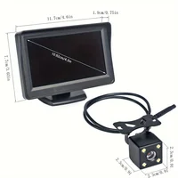 Moniteur de voiture avec caméra de recul pour stationnement de véhicule, caméra de recul avec écran LCD, USB, installation facile, 4.3 pouces 3