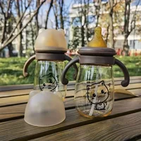 300ML Baby Bottle Feeding Cup PPSU Infant Drop-proof Baby Wide-caliber Milk Bottle Childrens Drinking Cup Straw Double Handle 1