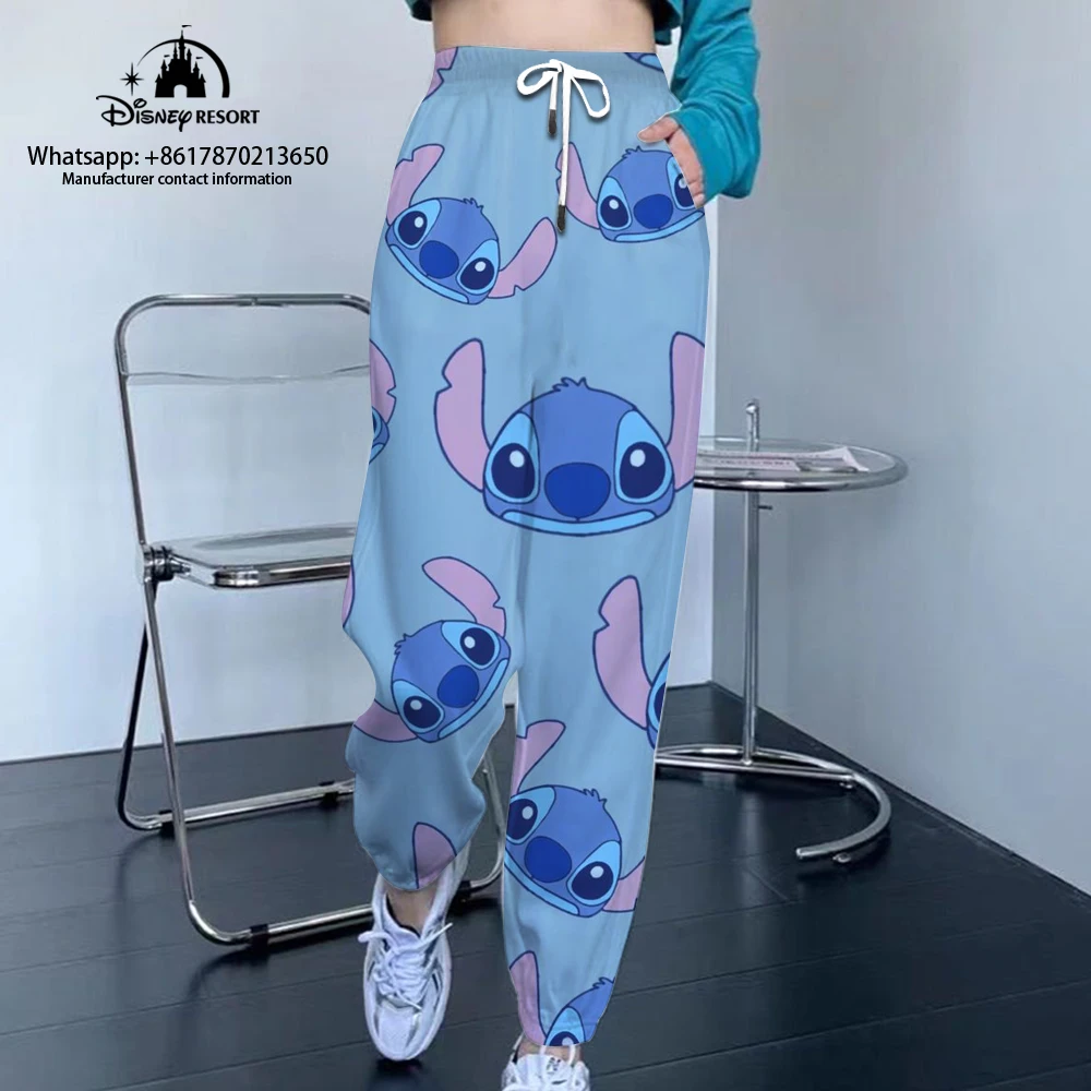 

2022 New Streetwear Disney Sweatpants Women Hip Hop Mickey and Minnie Print Loose Sweatpants Drawstring Casual Cropped Pants