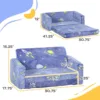 2 in 1 Kids Sofa Chair, Toddler Couch with Glow in The Dark Cosmic Patten, Washable Cover 3
