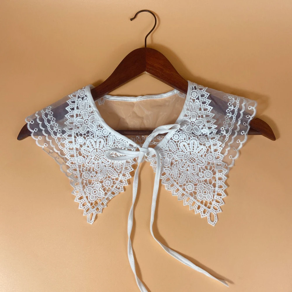 New Women Lace Fake Collar Blouse Cloud Shoulder Doll Collar Detachable Shirt Collar Blouse Top Women Clothes Accessories
