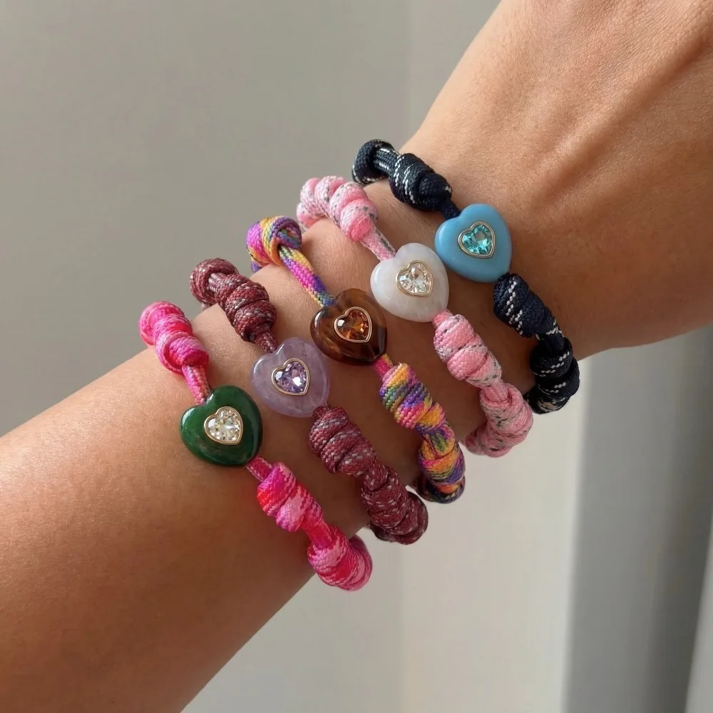Bracelet personnalisé en forme de cœur, en corde r