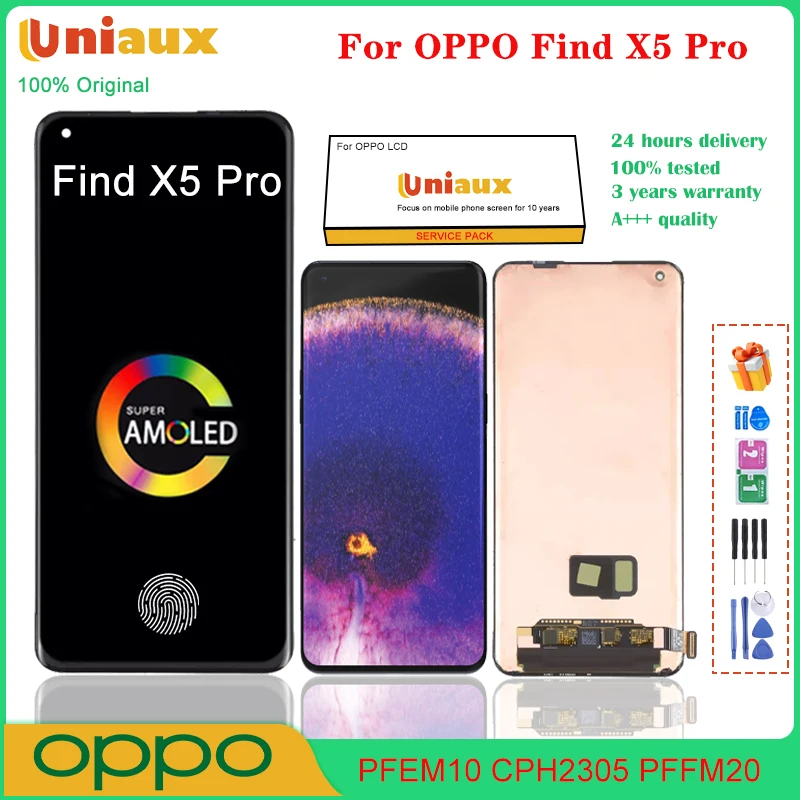 6.7 ''Amoled Originale Per Oppo Find X5 Pro Cph2305 Display Lcd Touch Digitizer Per Oppo Find X5 Pro X5Pro Pfem10 Pffm20