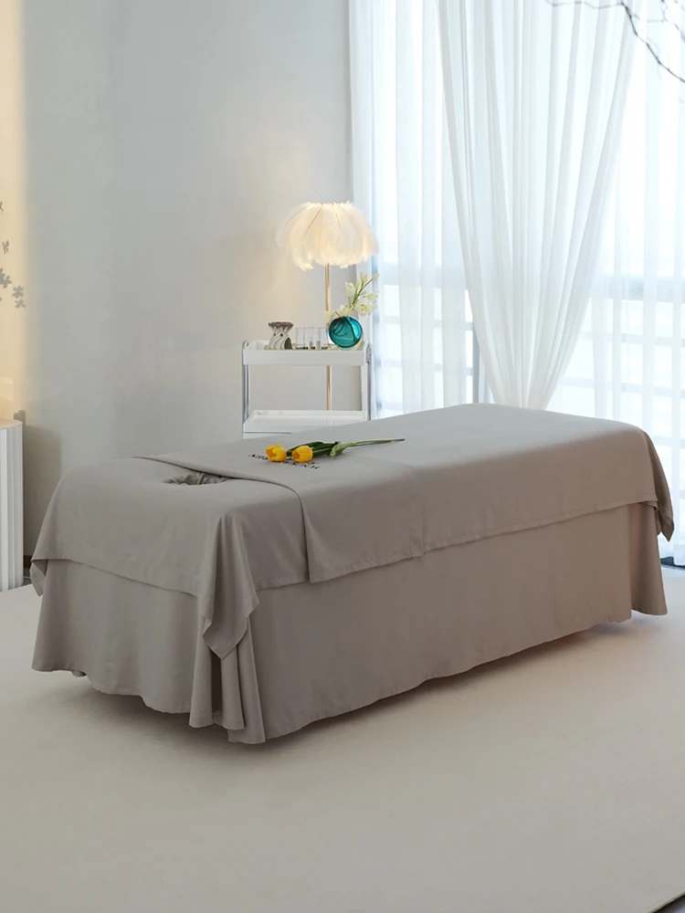 Easy Wa Beau Salon Massage Bed Cover Single Piece Large Hole One-Piece Bedding Cover Modern Simple Sle Polyester Fabric