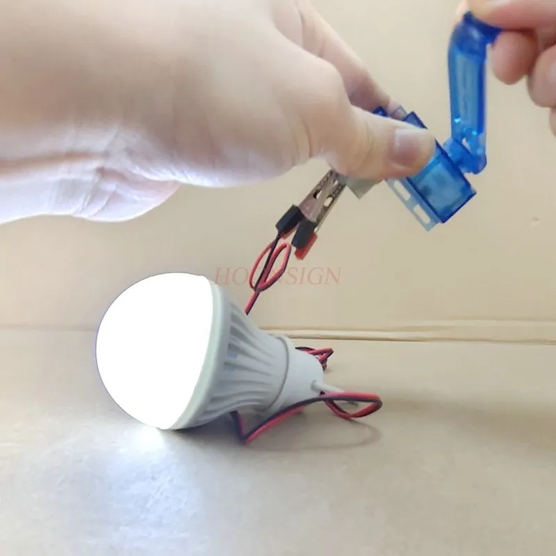

physical experiment equipment Hand-cranked big light bulb diy simple circuit knowledge learning homemade motor fun experiment