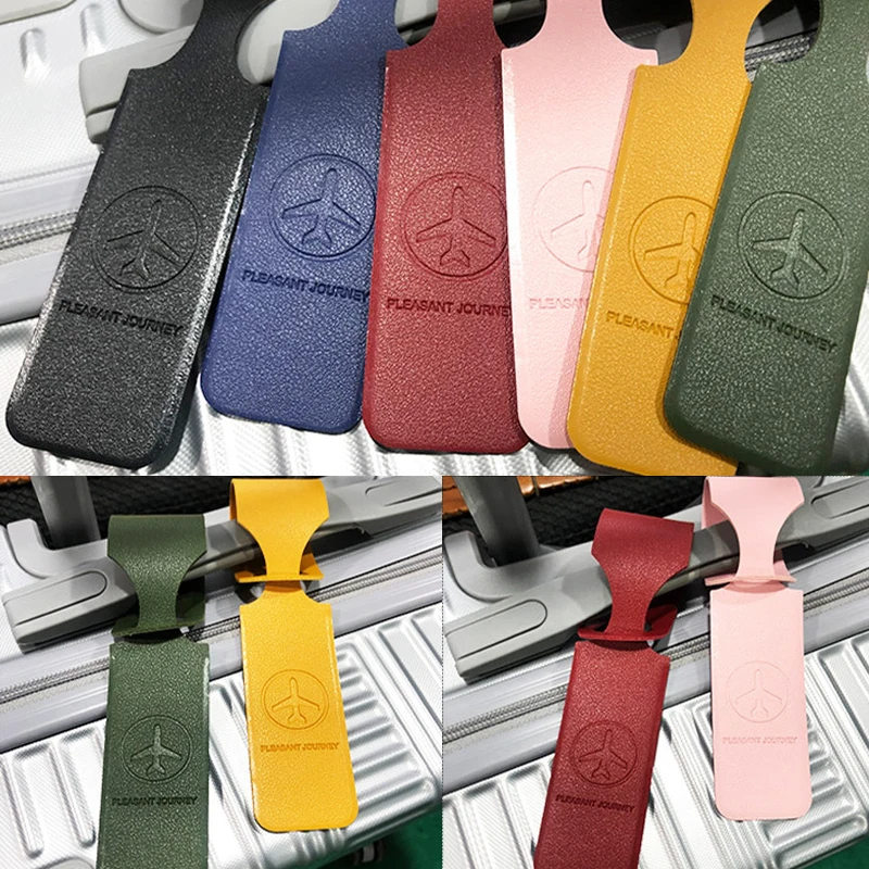 1PCS PU Leather Luggage Tag Women Men Portable Identifier Label Suitcase Baggage Tags Name ID Address Holder Travel Accessories luggage tag