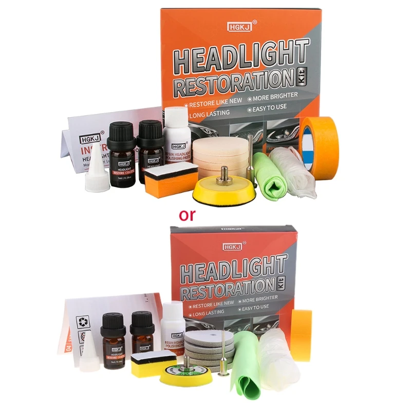 

Headlight Restoration Polishing Kits Headlamp Clean Car Care Wash for Head Lamps Brightener Refurbish Repair