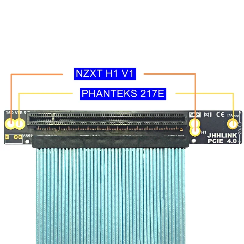 Cabo de Extensão para Placa Gráfica Cabo Pci Express Riser Extensor Blindado Prateado Nzxt h1 v1 Case Pcie 4.0 X16 270 Graus Novo - Imagem 6