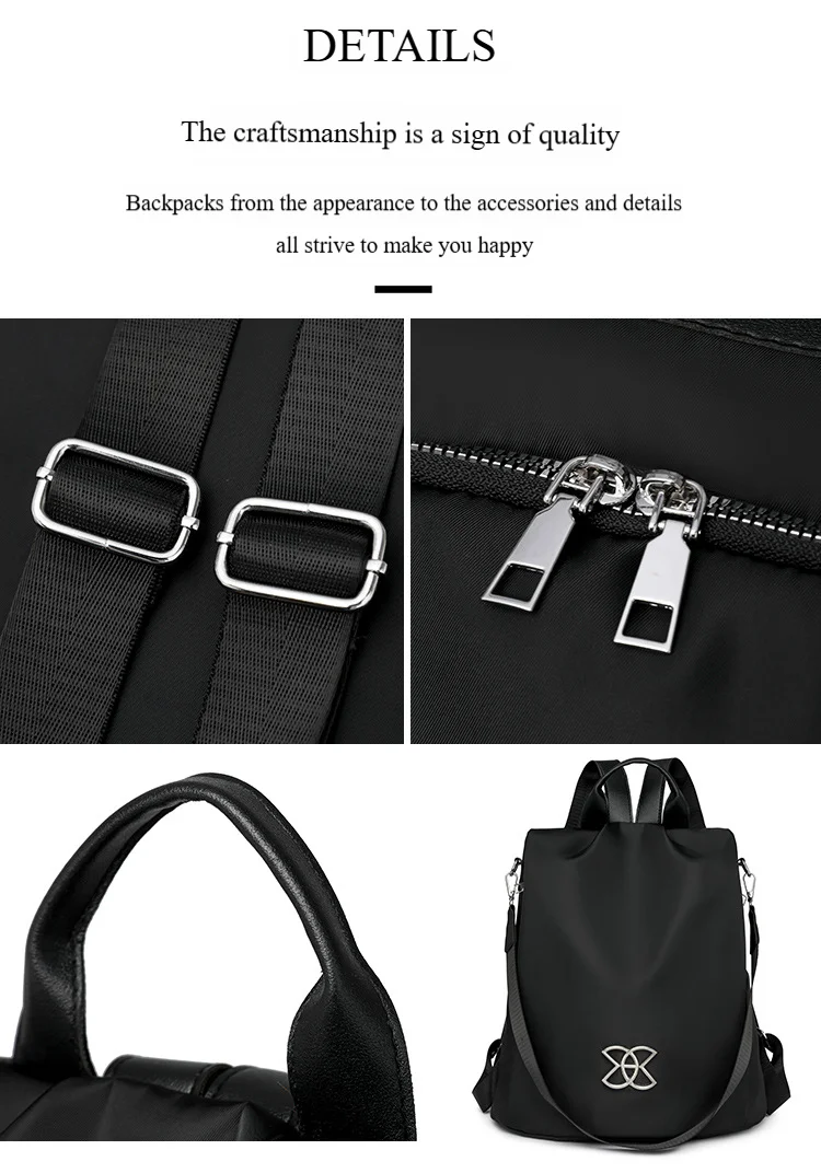 Weiblicher 2024 neuer Trend Oxford-Stoff leichter atmungsaktiver modischer lässiger Damen-Diebstahlschutz-Rucksack_voghion.com