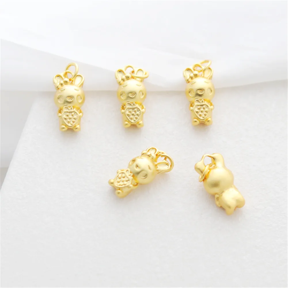 

18k bag gold vegetarian style dumb gold rabbit Pendant 9*16mmdiy handmade bracelet necklace Pendant accessories