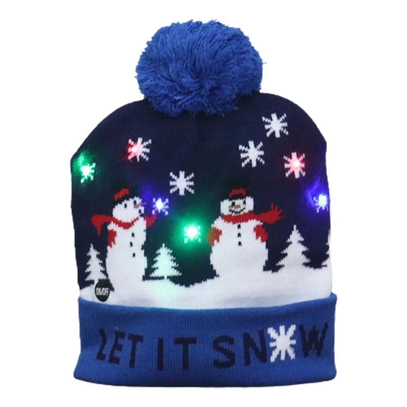

Светодиодная рождественская шапка с подсветкой, трикотажные разноцветные огни, уродливая шапка снеговика, зимний свитер унисекс,