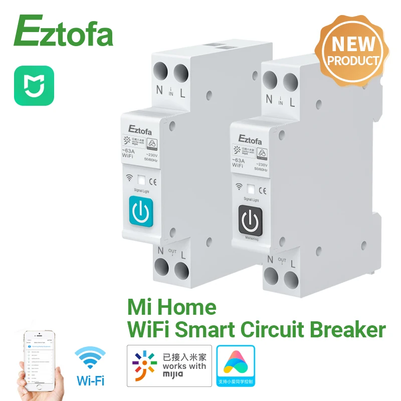 

Mijia WiFi Smart Rail Circuit Breaker Intelligent DIN Guide On-off Device Wireless Remote Control Work With Xiaoai Speaker Voice