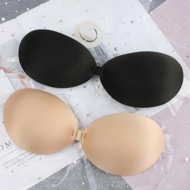hirigin Women Strapless Round Up Invisible Solid Color Bra, Backless  Self-Adhesive Push Up Wing Sticky Bras, Seamless Bra 
