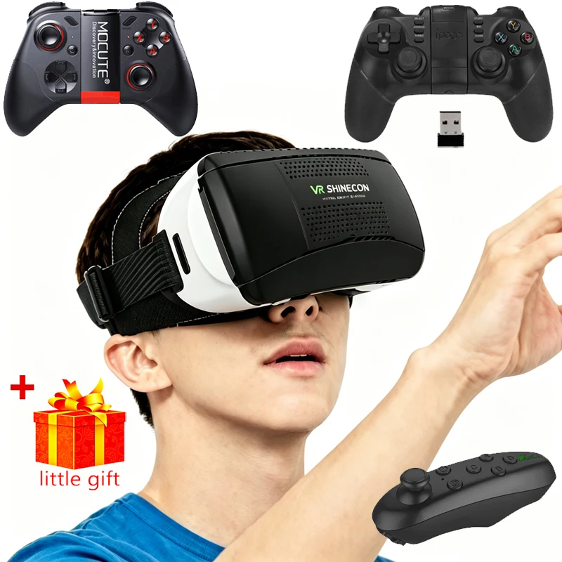Visore VR 3D per Cellulare, Occhiali per Realtà Virtuale, Dispositivi con Lenti Viar, Controller di Gioco Intelligente per Smartphone, Set con Joystick