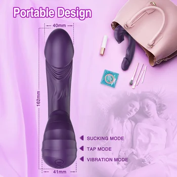 3 IN 1 Dildo Vibrator 5 Speed Slapping Sucking Clitoral Stimulation Female Masturbator 10 Frequencies Vibrating Sex Toy 6