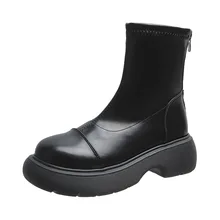 

Short Boots Women 2021 Autumn and Winter New Single Layer Boots Thick Bottom Skinny Boots Rear Zipper Martin Boots women shoes