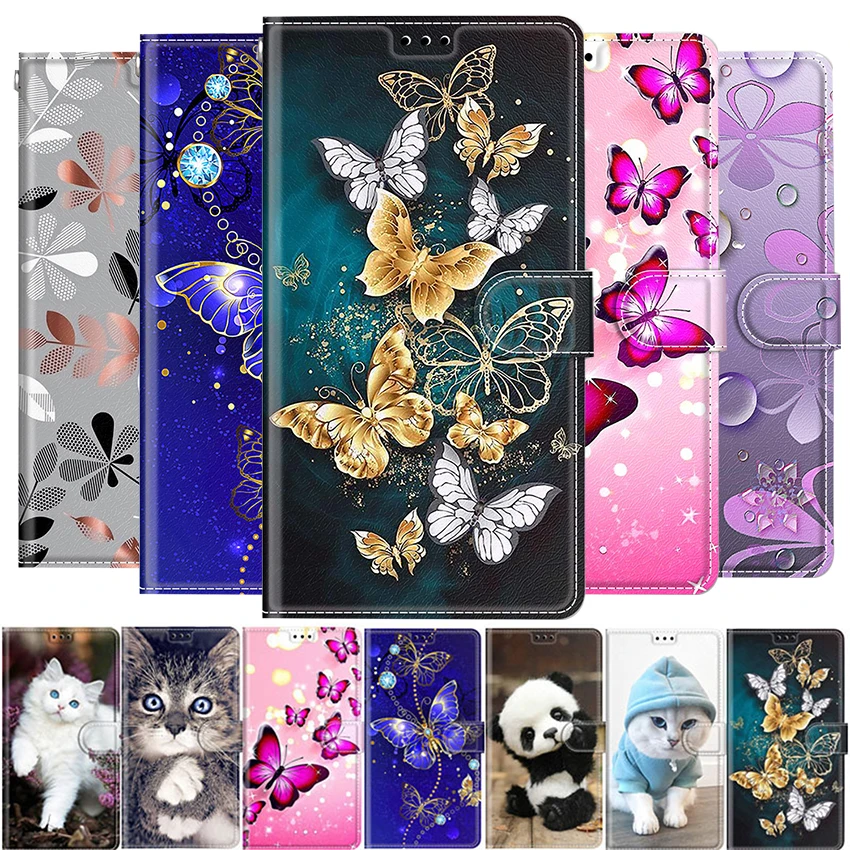 Elegant Butterfly Flip Leather Wallet Phone Case Book Cover