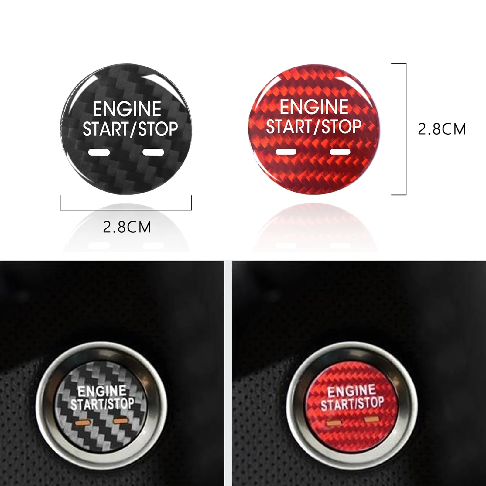 Per Cadillac Xts Ct6 Xt5 Red Carbon Fiber Engine Start Stop Button Trim