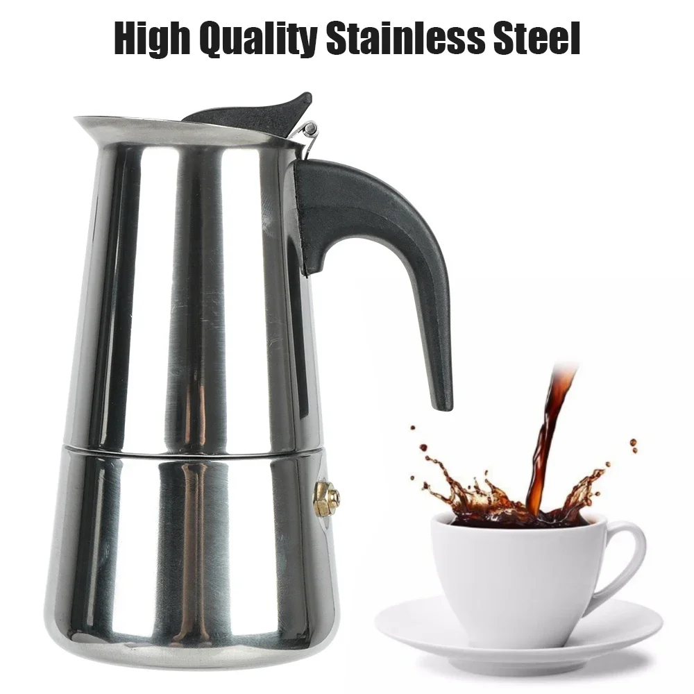 Mocha Espresso Latte Stovetop Filter Coffee Pot for Kitchen 2/4/6 Cups Stainless Steel Moka Coffee Maker Coffee Maker Pot