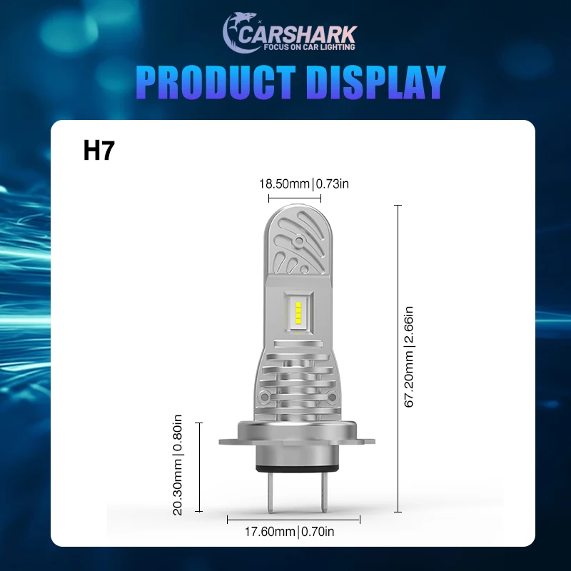 Carshark Mini H7 LED Headlights For VW Passat Golf 7 Polo Audi A4 B8 B6 A3 8P Q7 Mazda 5 3 BK CX7 Lamp 6000K H 7 CSP Car Lights