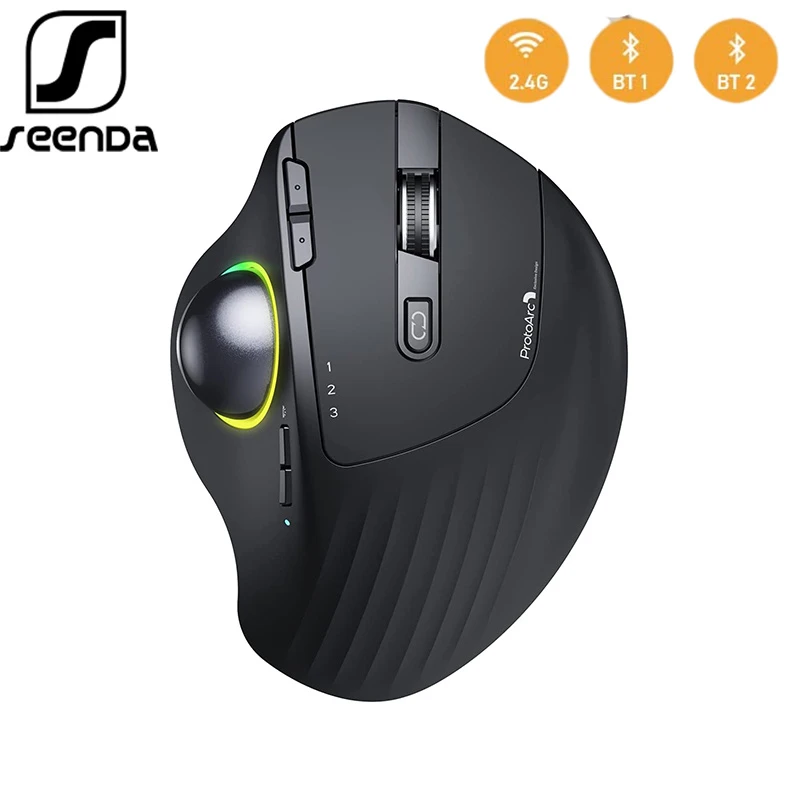 SeenDa 2.4G Bluetooth Rechargeable Mice Adjustable DPI 3 Device Connection RGB Wireless Trackball Mouse for PC Laptop iPad Mac cheap computer mouse