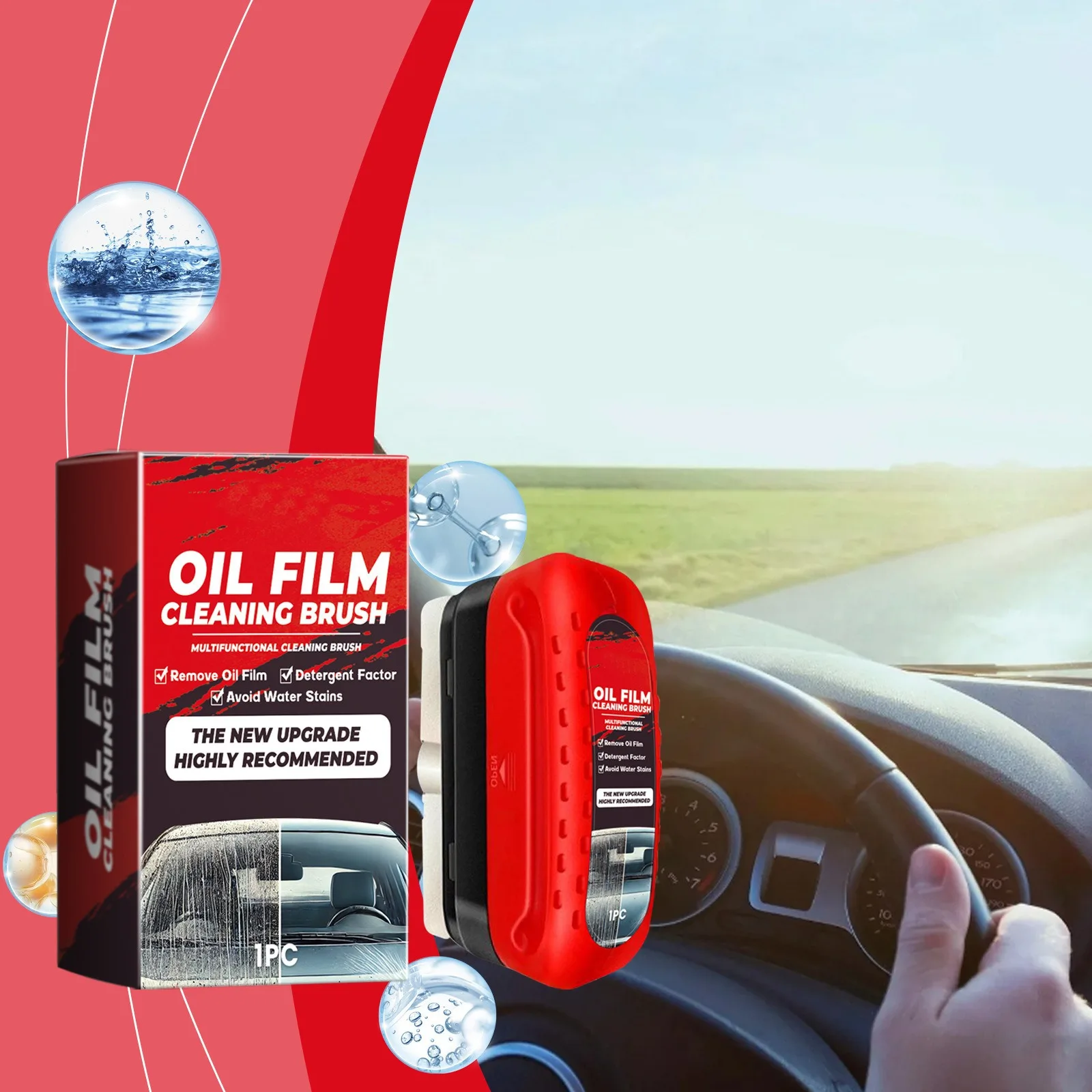 Car Glass Oil Film Cleaning Brush Car Cleaning Accessories Car Cleaning Sponge Car Window Cleaner Brush Car Glass Cleaner Car Glass Cleaner Brush Oil Removal Stain Removal Rainproof Anti-fog Rearview Mirror Cleaner Sponge Cloth