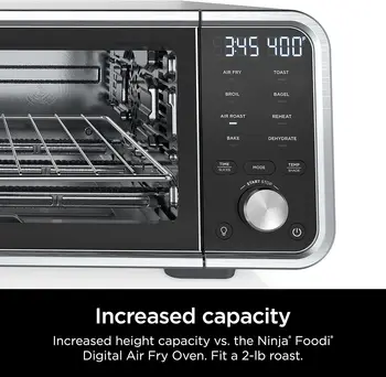 8-in-1 Digital Air Fryer Oven, XL Capacity, Flip-Up Storage, Faster Cooking, Less Fat, Silver/Black (Renewed) 6