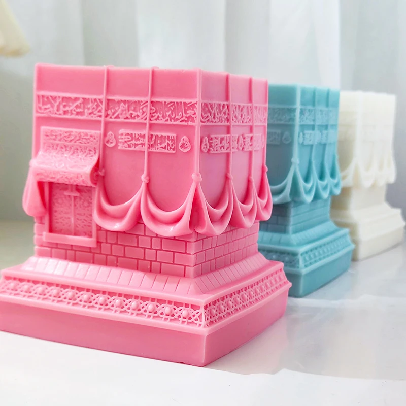 Kaaba Figurine Silicone Candle Mold Islamic Home Decoration Silicone Mold Ramadan Table Decor Soy Wax Islamic Home Art