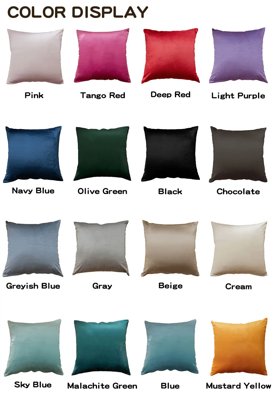 Description Picture 5 of itemMACT Velvet Pillow Cover Soft Cushion Case For Sofa Living Room Solid Color Multi Size Pillowcase Decorative Square Throw Pillow